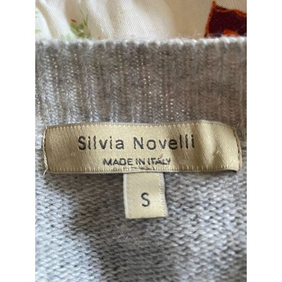 Silvia Novelli Wool Cashmere Blend Dove Gray Peplum Sweater S - Picture 3 of 5